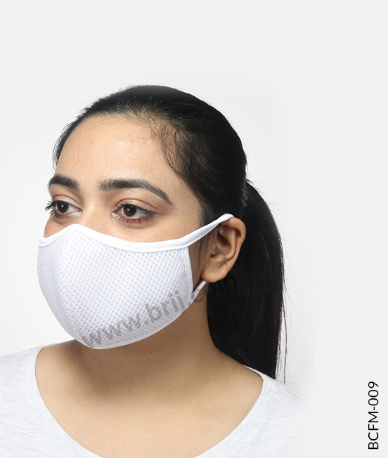 White Poly Mesh Concave Shape Face Mask