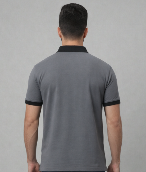 Grey Polo with Seamless Zipper