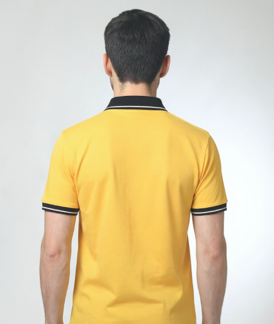 Golden Yellow Polo with contrast collar and cuffs